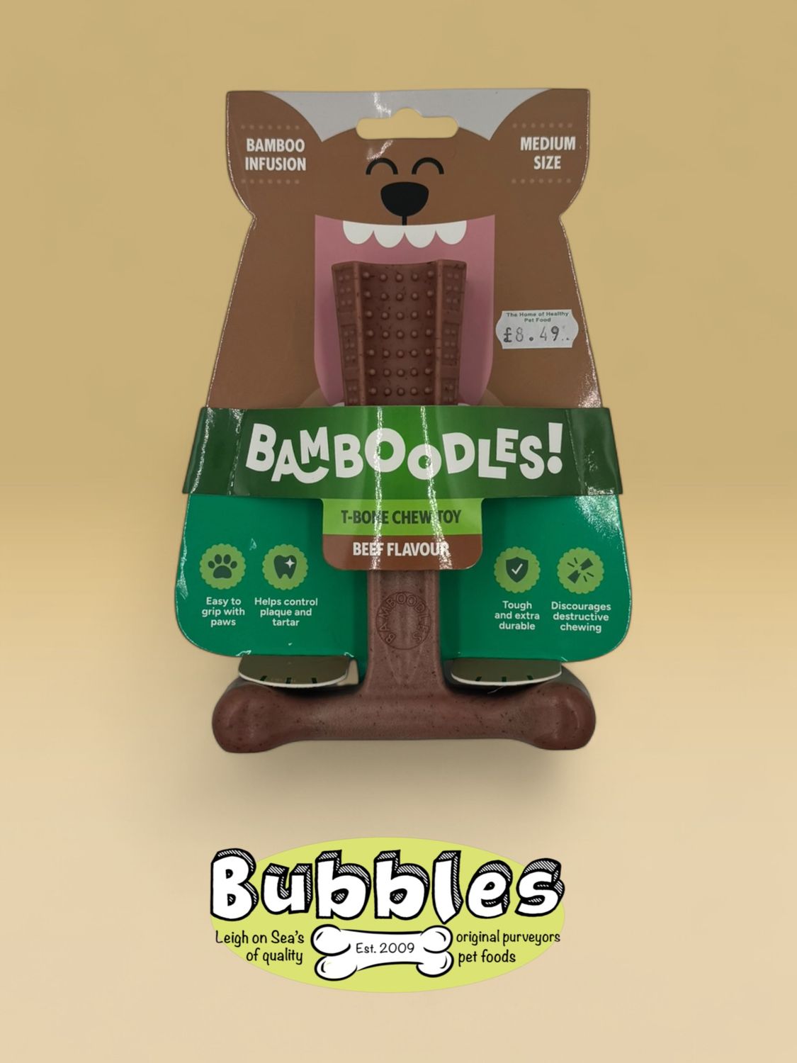 Bamboodles T Bone Beef Flavour Chew Toy for Dogs (Medium - 6")