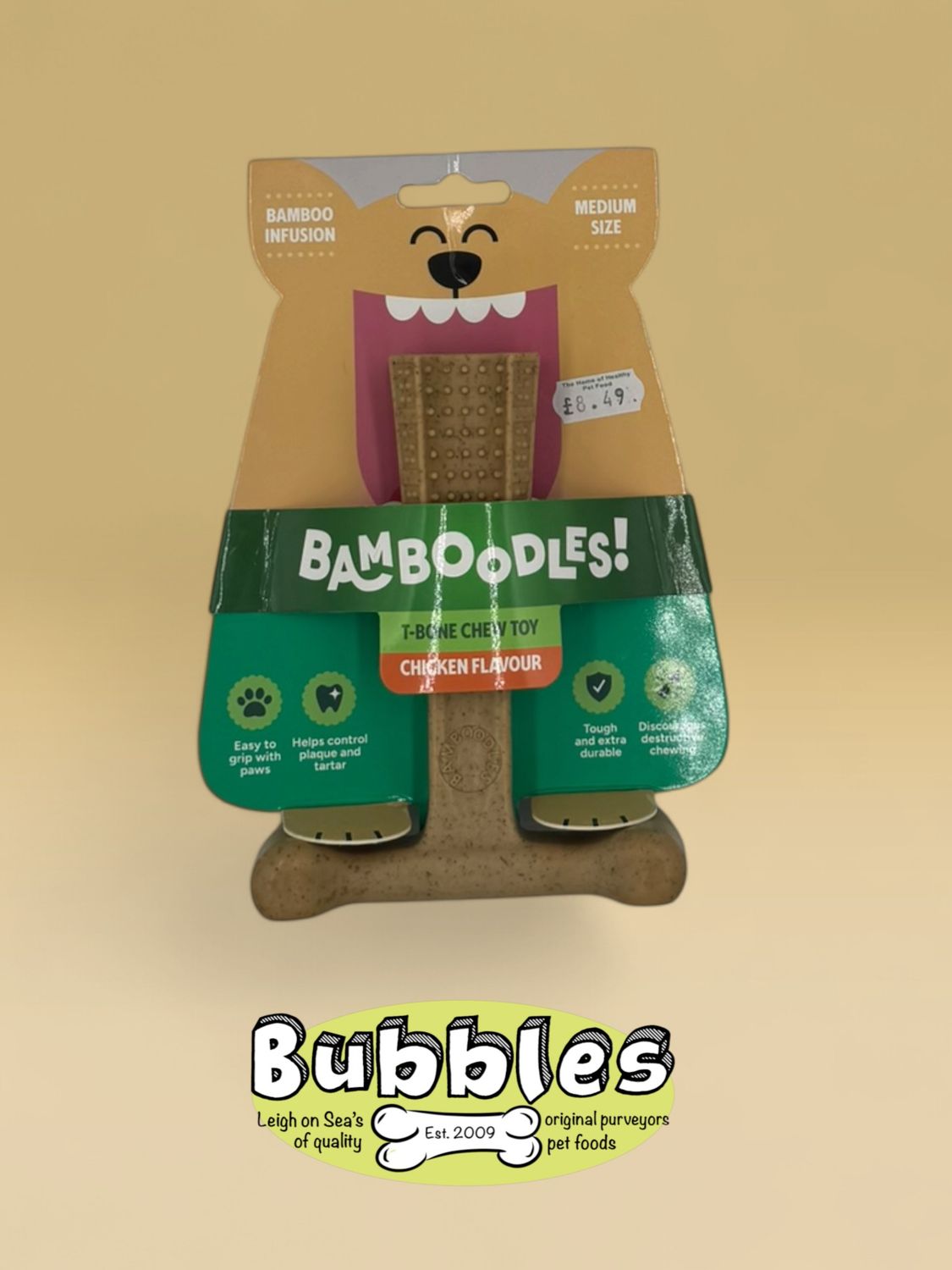 Bamboodles T Bone Chicken Flavour Chew Toy for Dogs (Medium - 6")