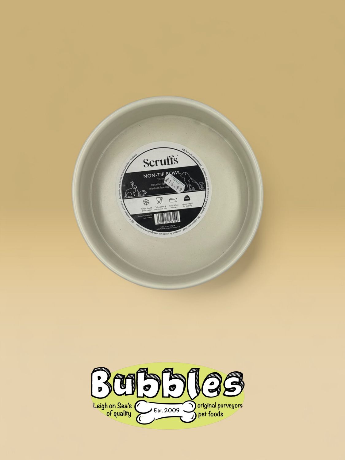 Scruffs Scandi Non Tip Bowl (Cream) (20cm)