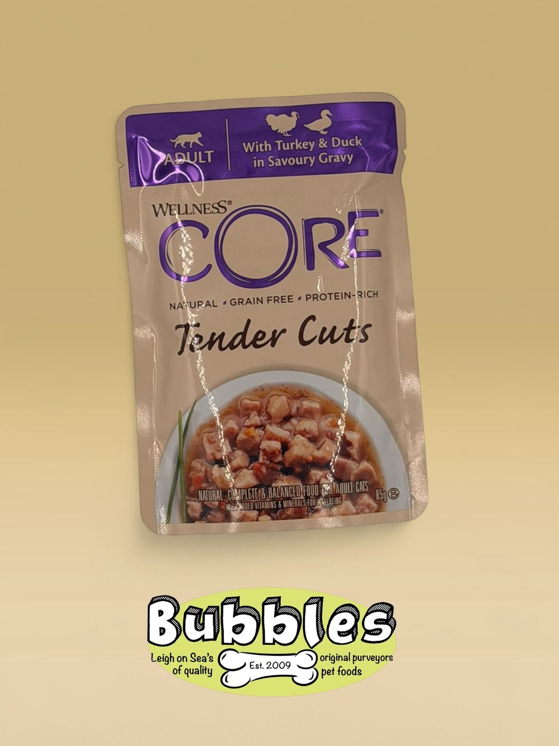 Wellness CORE Cat Wet Adult Tender Cuts Turkey and Duck in Savoury Gravy Recipe (85g)