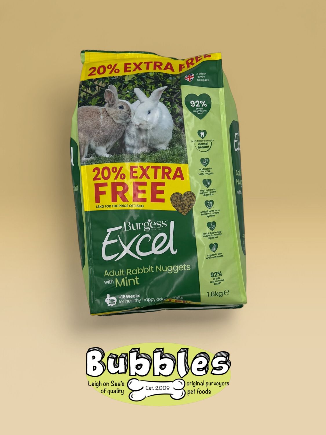 Burgess Excel Adult rabbit Nuggets with Mint (1.8kg)