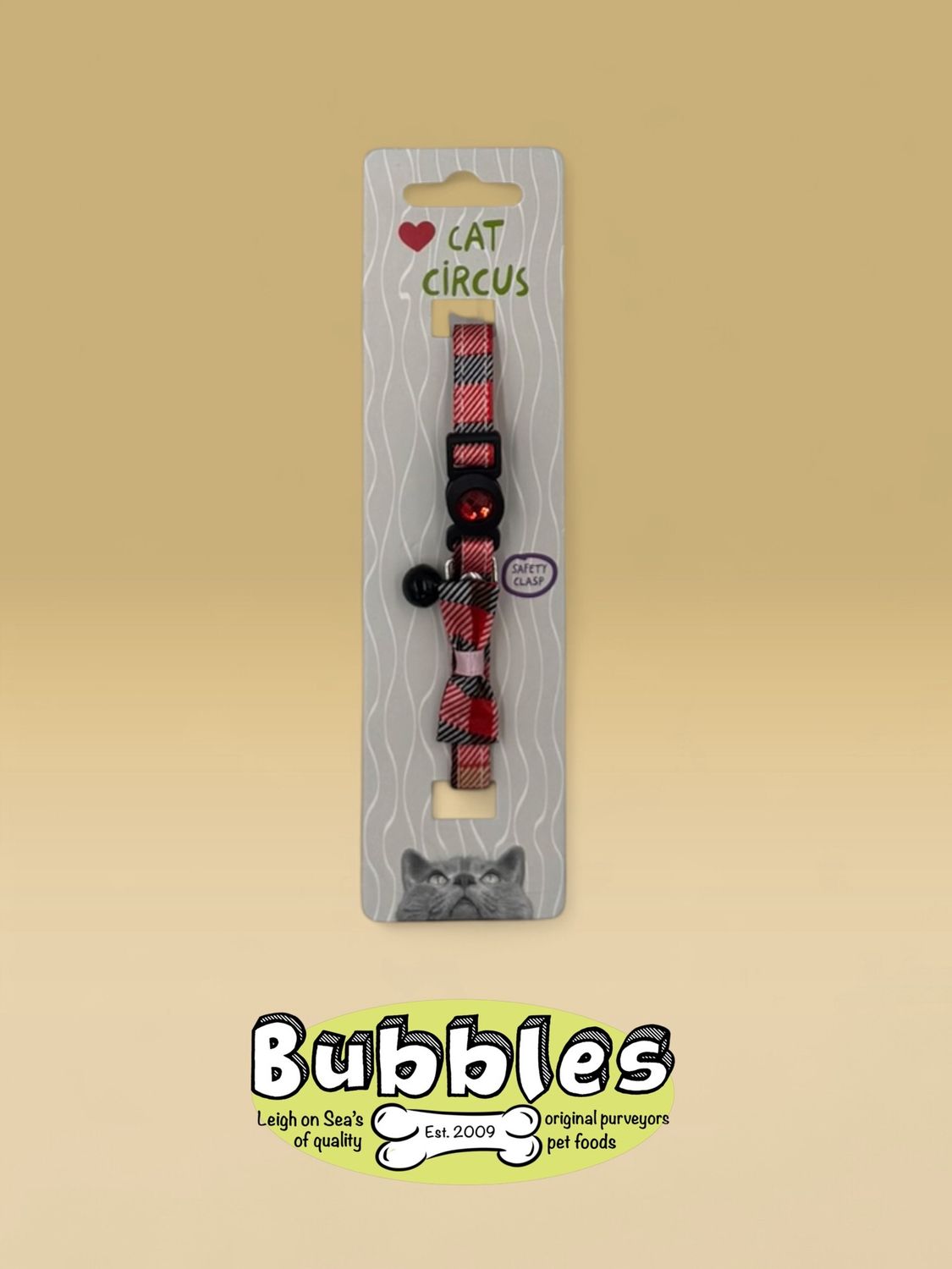 Cat Circus Collar Jewelled Tartan Bow