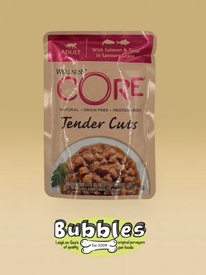 Wellness CORE Cat Wet Adult Tender Cuts Salmon and Tuna in Savoury Gravy Recipe (85g)
