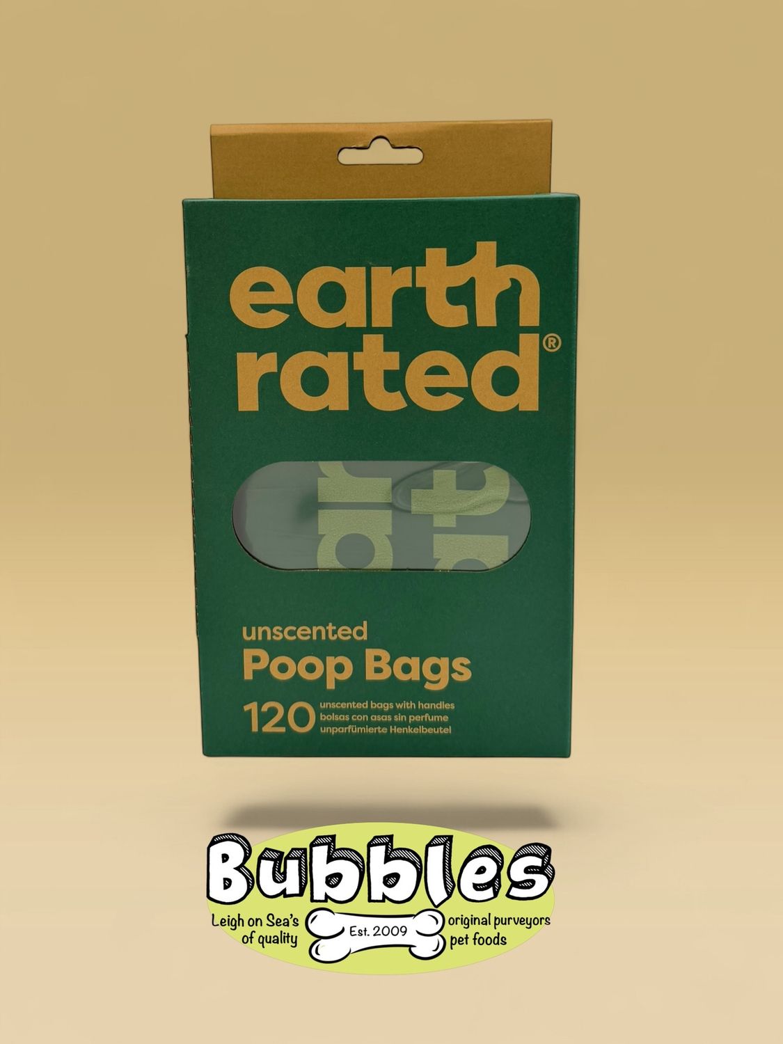 Earth Rated Poop Bags Easy-Tie Handle Bags Unscented (120pc)