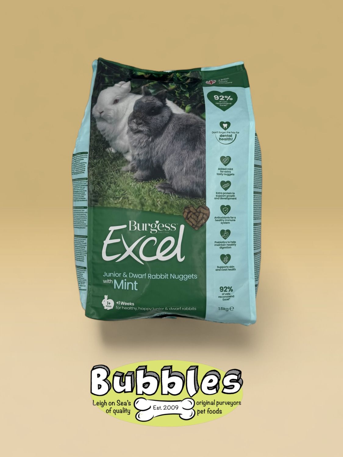 Burgess Excel Junior Dwarf Rabbit Nuggets with Mint (1.5kg)