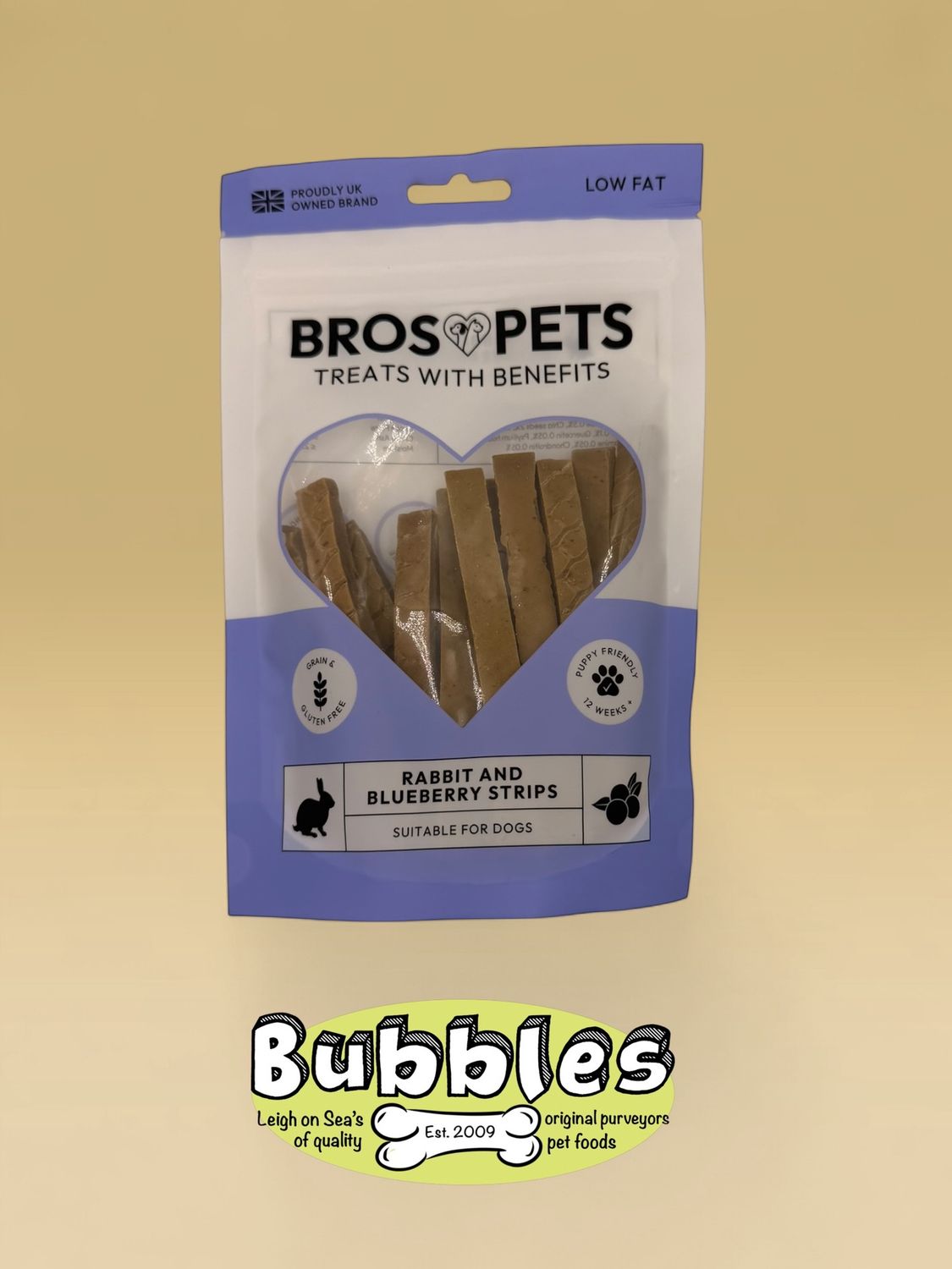Bros Pets Rabbit and Blueberry Strips (100g)