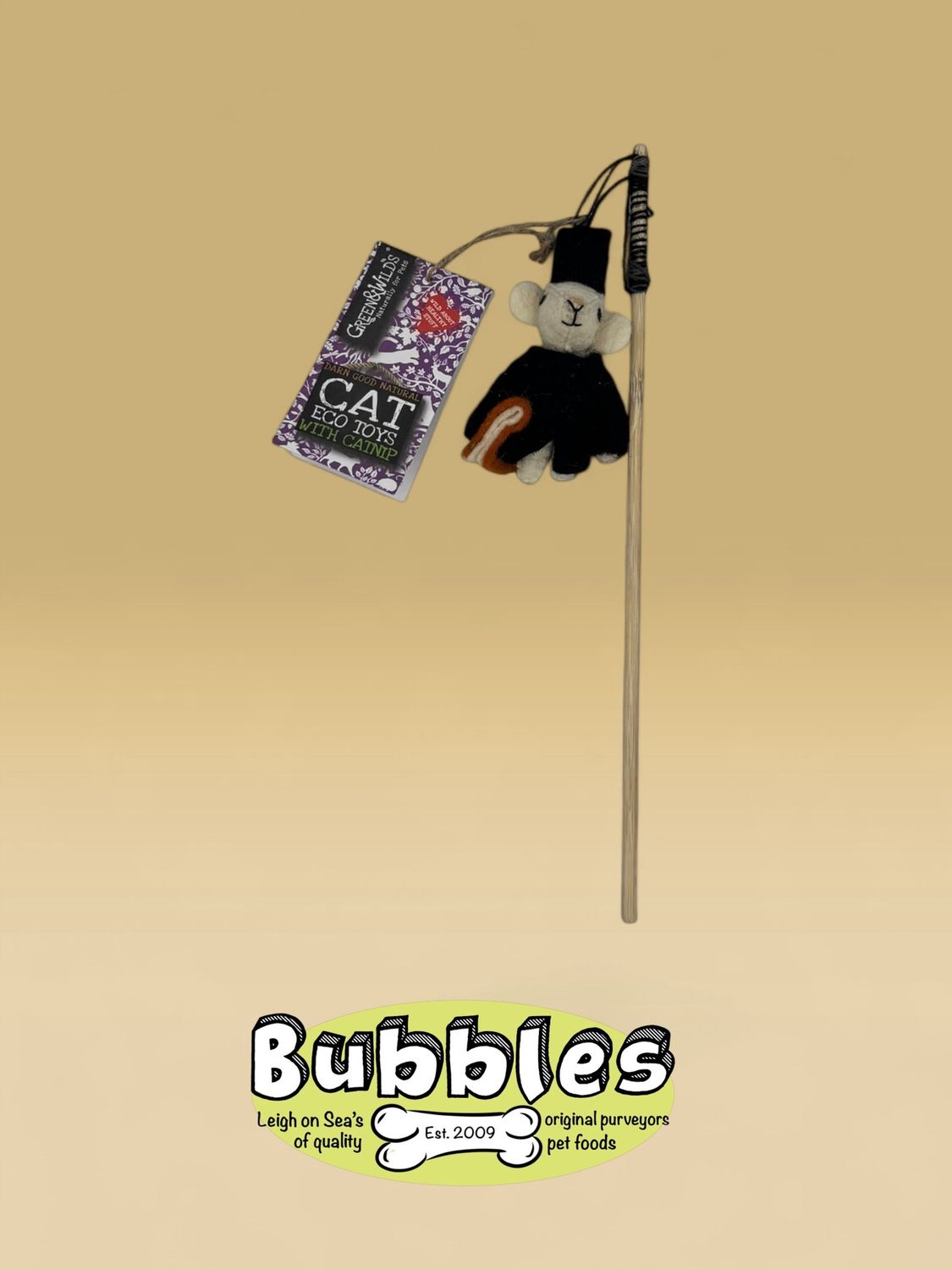 Green &amp; Wilds Archibald Mouse Teaser Toy (w/ Catnip)