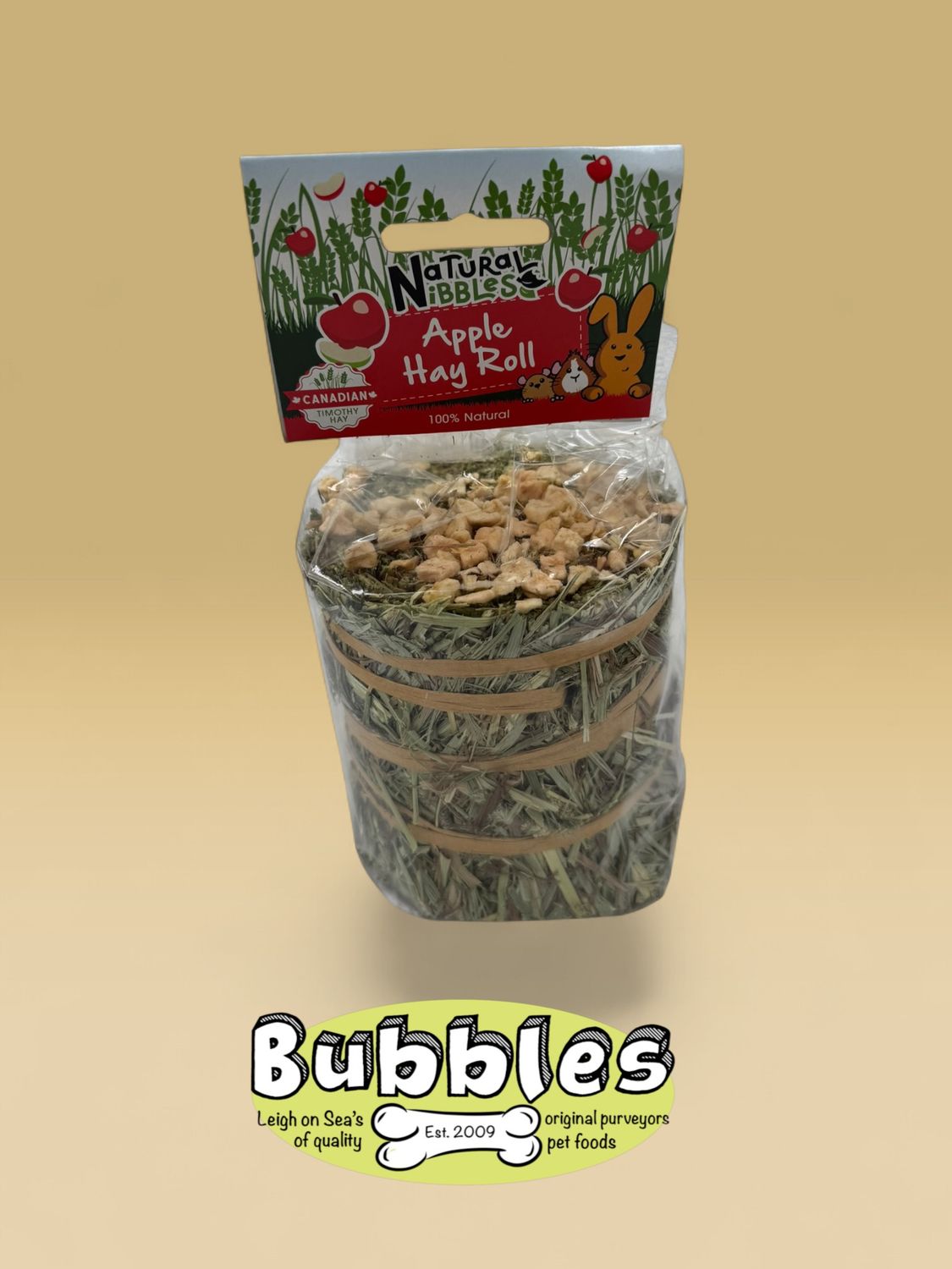 Natural Nibbles Timothy Hay Roll for Rabbits &amp; Small Animals - Apple (100g)