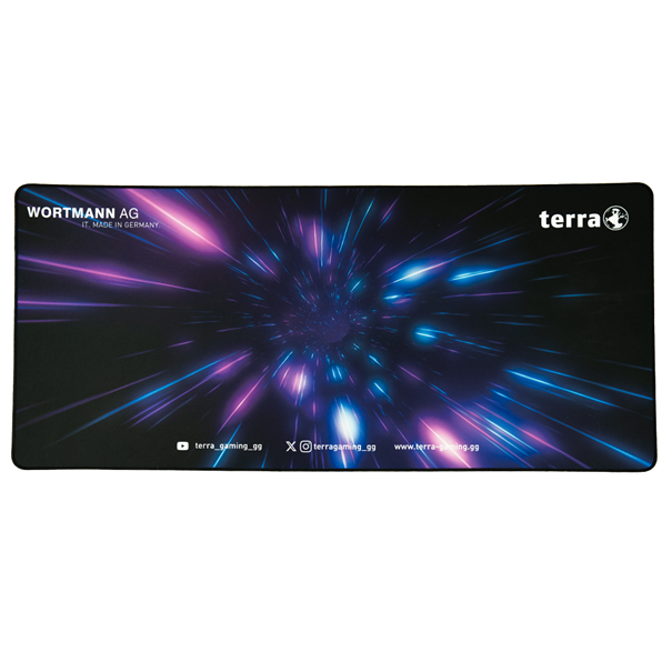 TERRA Mousepad XXL PURE Gaming black/black schwarze Umkettelung, 900 x 400 x 3 mm TERRA Mousepad XXL PURE Gaming black/black schwarze Umkettelung, 900 x 400 x 3 mm