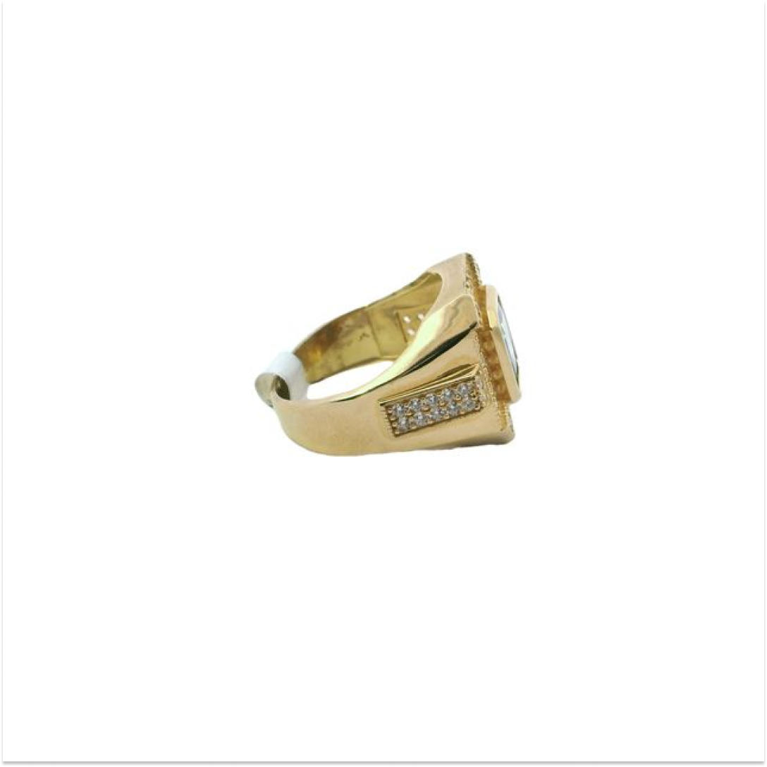 14K Gold Elegant Gold and Blue Gemstone Ring