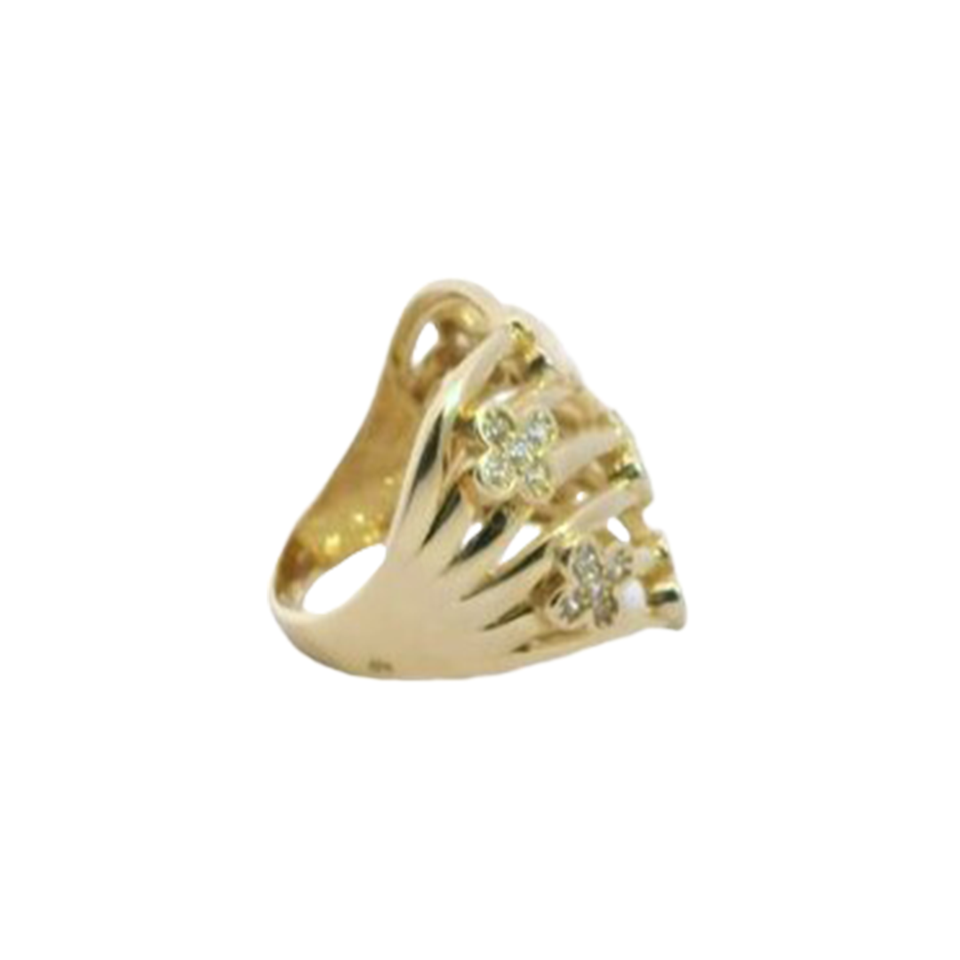 14K Gold Elegant Floral Ring