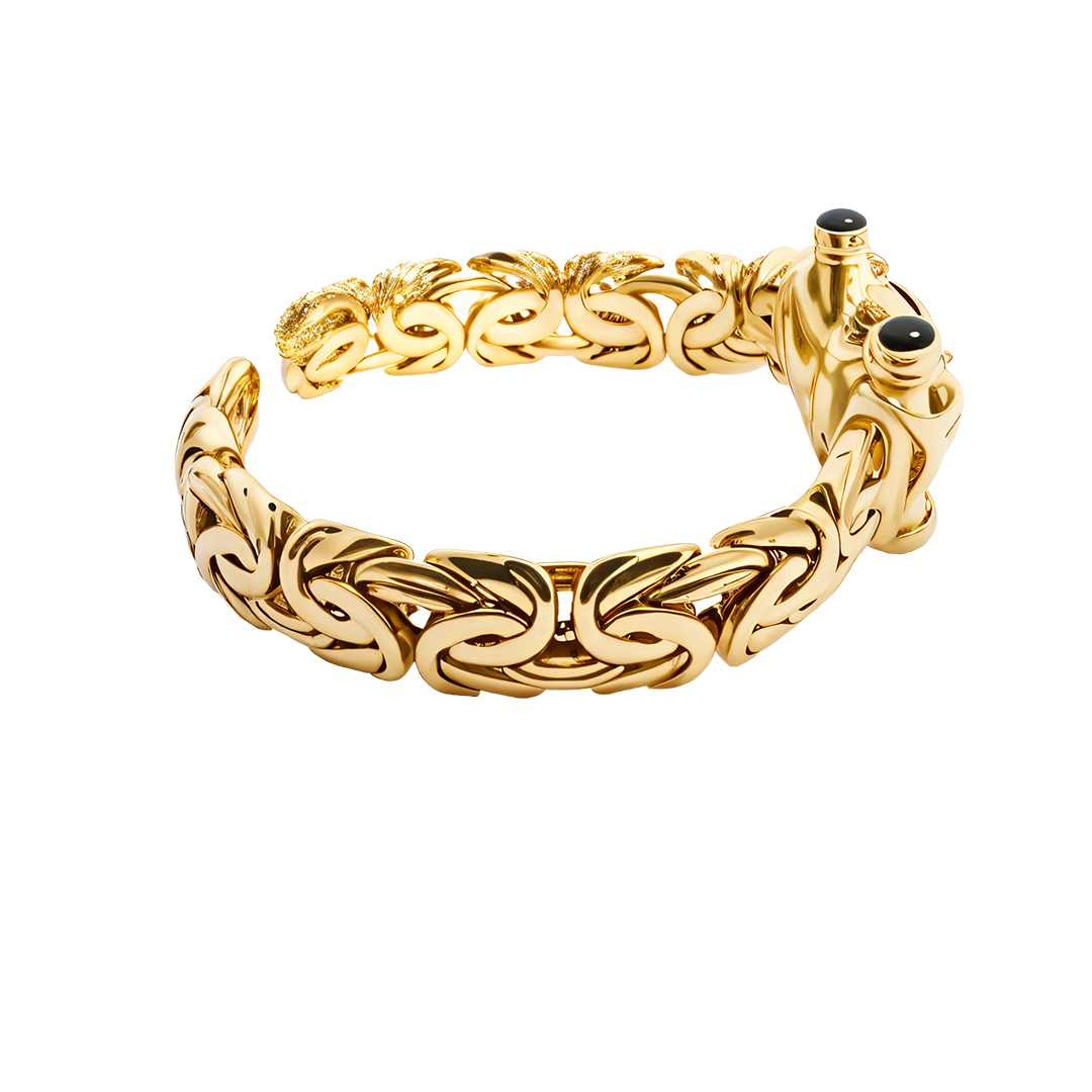 14K Gold Elegant Bracelet with Black Accents