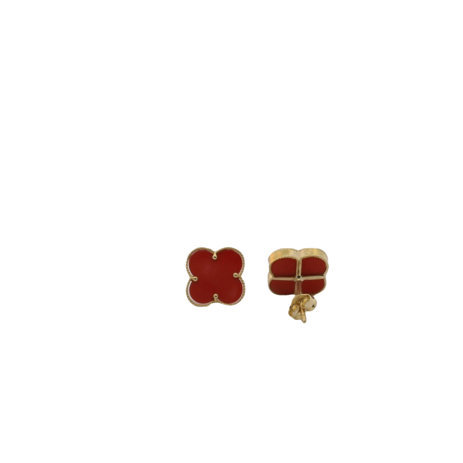Elegant Red Enamel 10K Gold  Earrings 14K