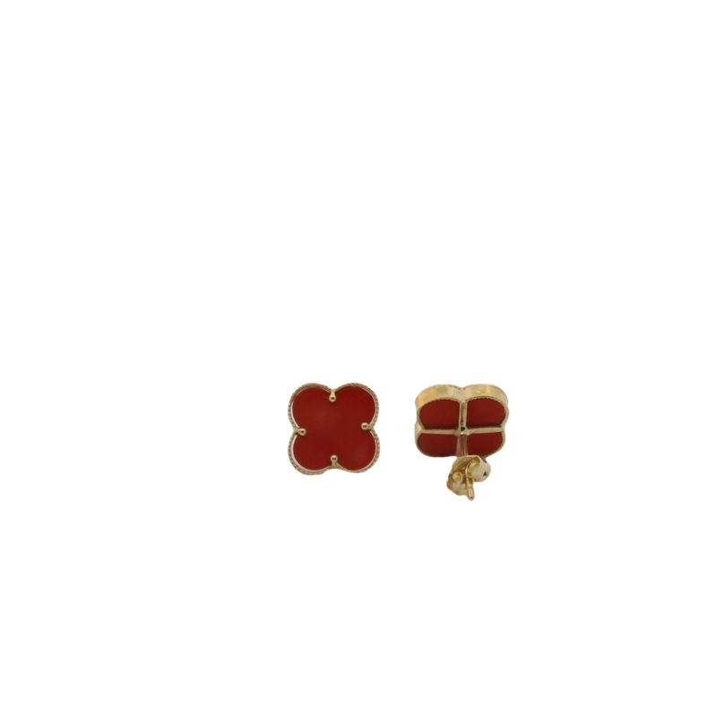 Elegant Red Enamel 10K Gold  Earrings 14K