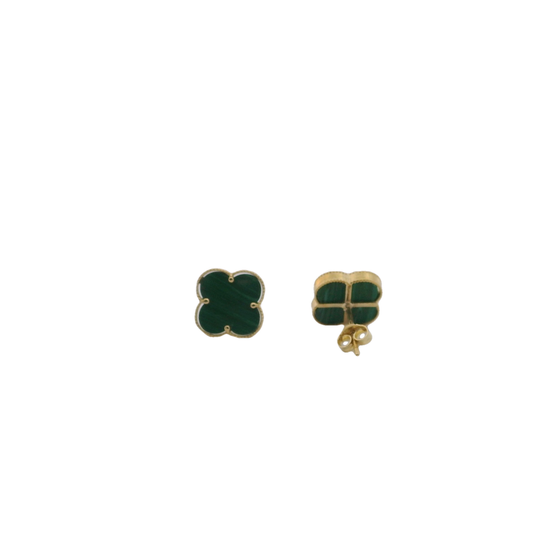 Elegant Green Stone Earrings 10K