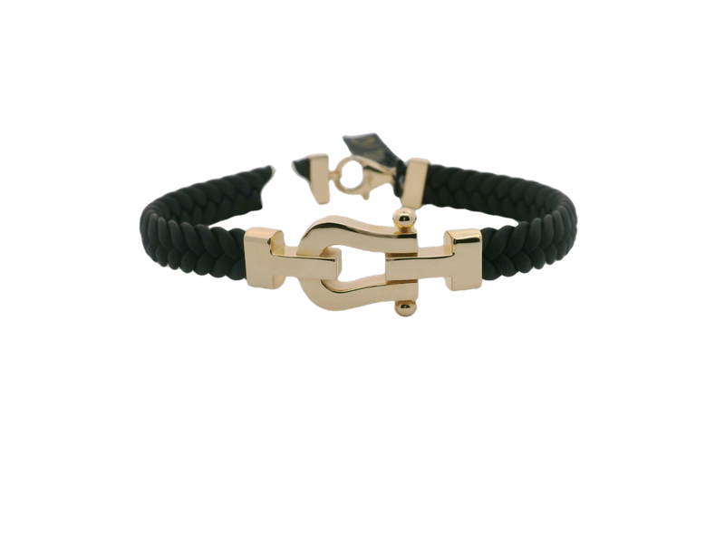 Stylish Black and 14k Gold Bracelet