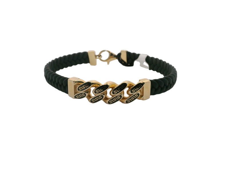 Stylish Black and 14k Gold Bracelet