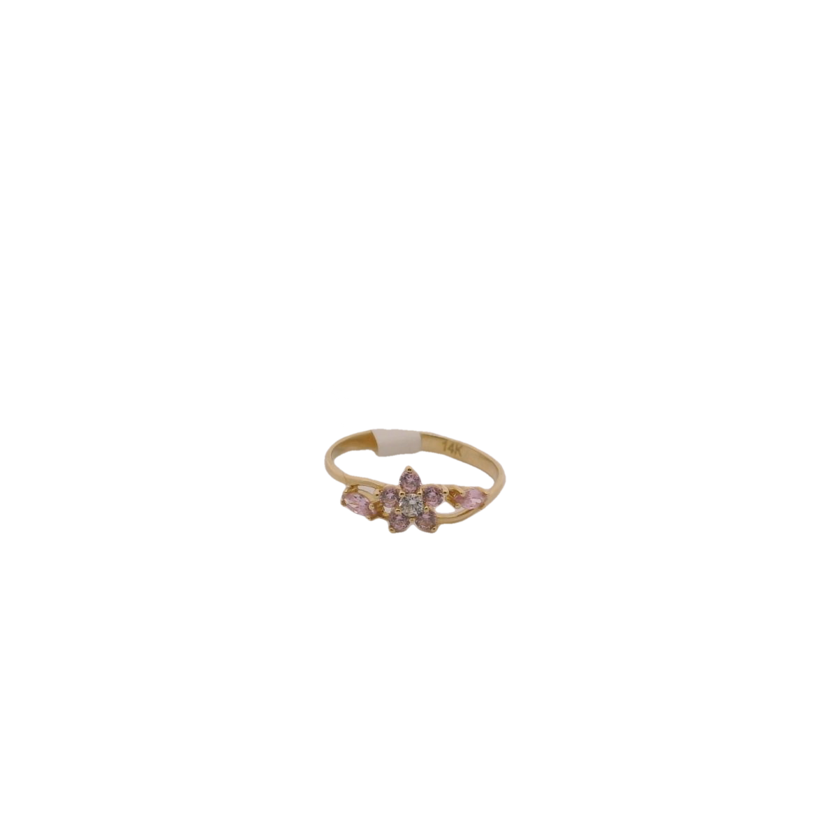 Elegant 14k Gold Ring with Pink Stones