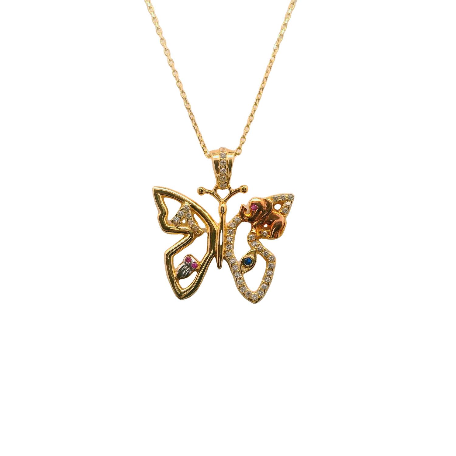 Elegant Butterfly 14k Gold Pendant Necklace