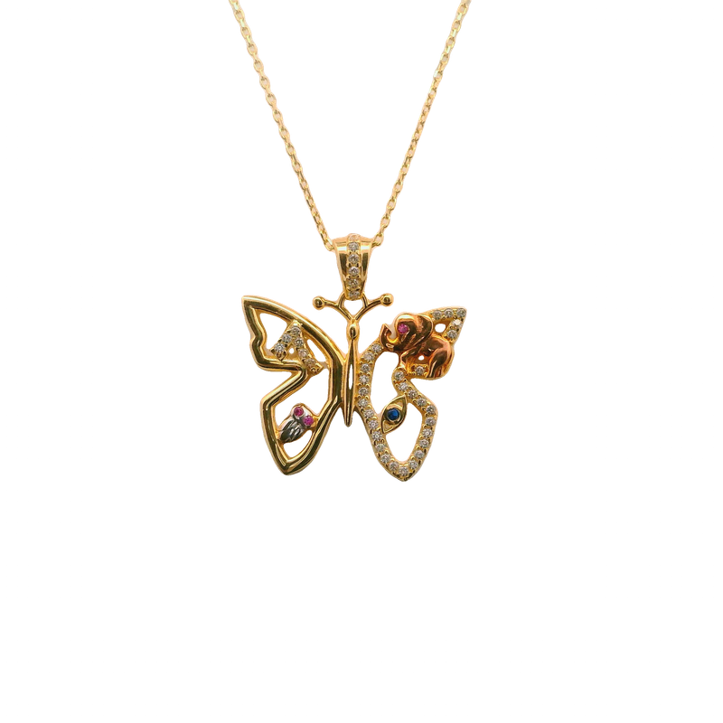 Elegant Butterfly 14k Gold Pendant Necklace