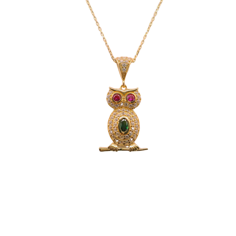 Charming Owl 14k Gold Pendant Necklace