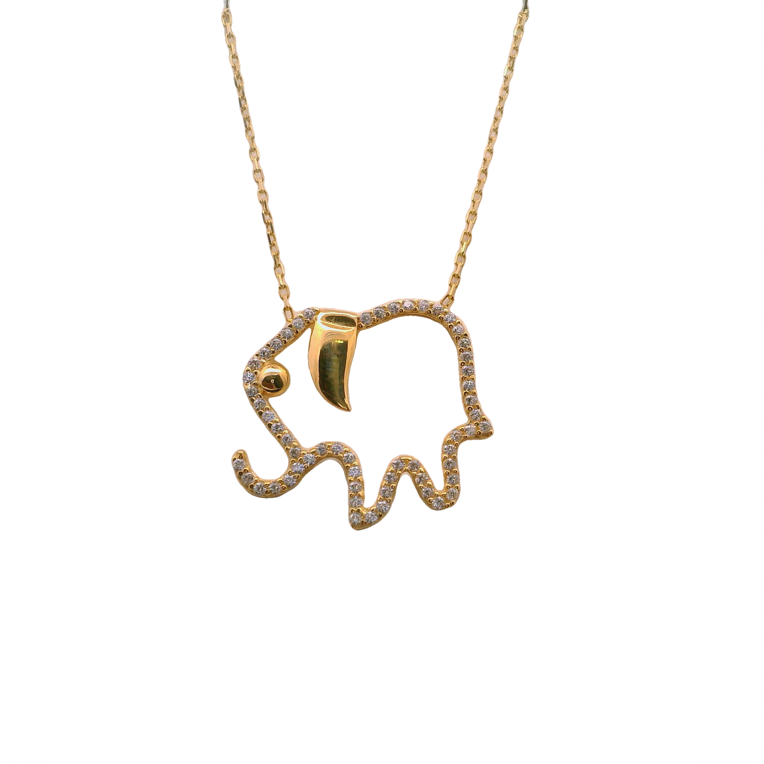 Elegant Elephant 14k Gold Pendant Necklace