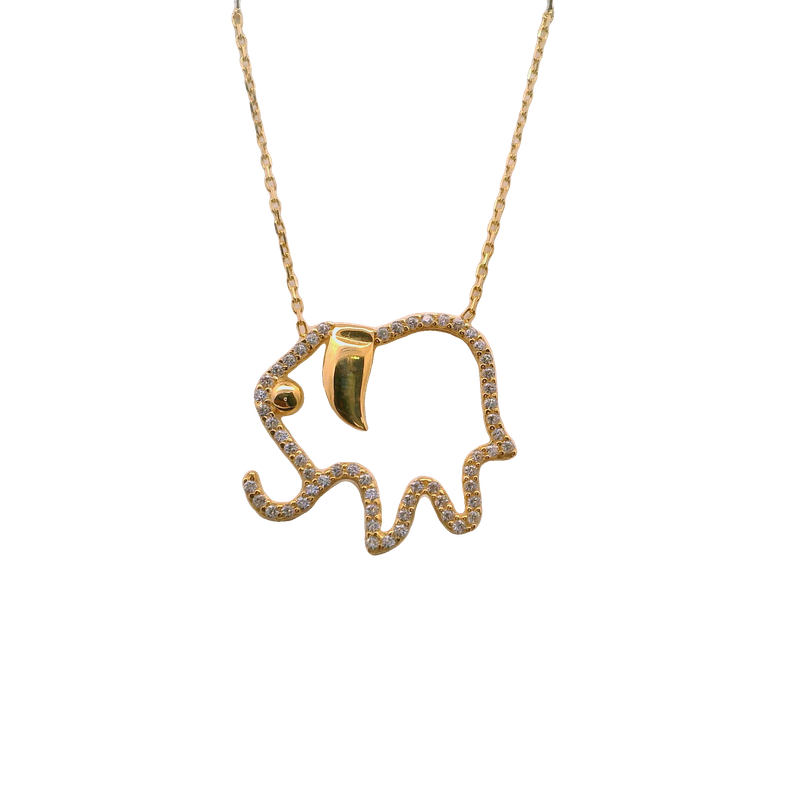Elegant Elephant 14k Gold Pendant Necklace
