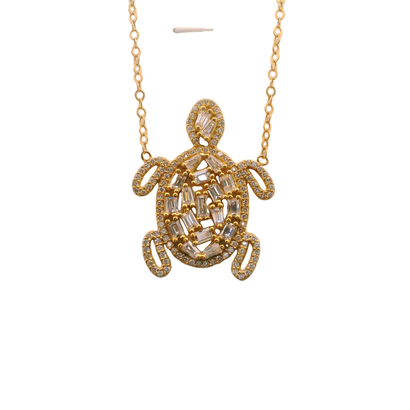 Elegant Turtle 14k Gold Pendant Necklace