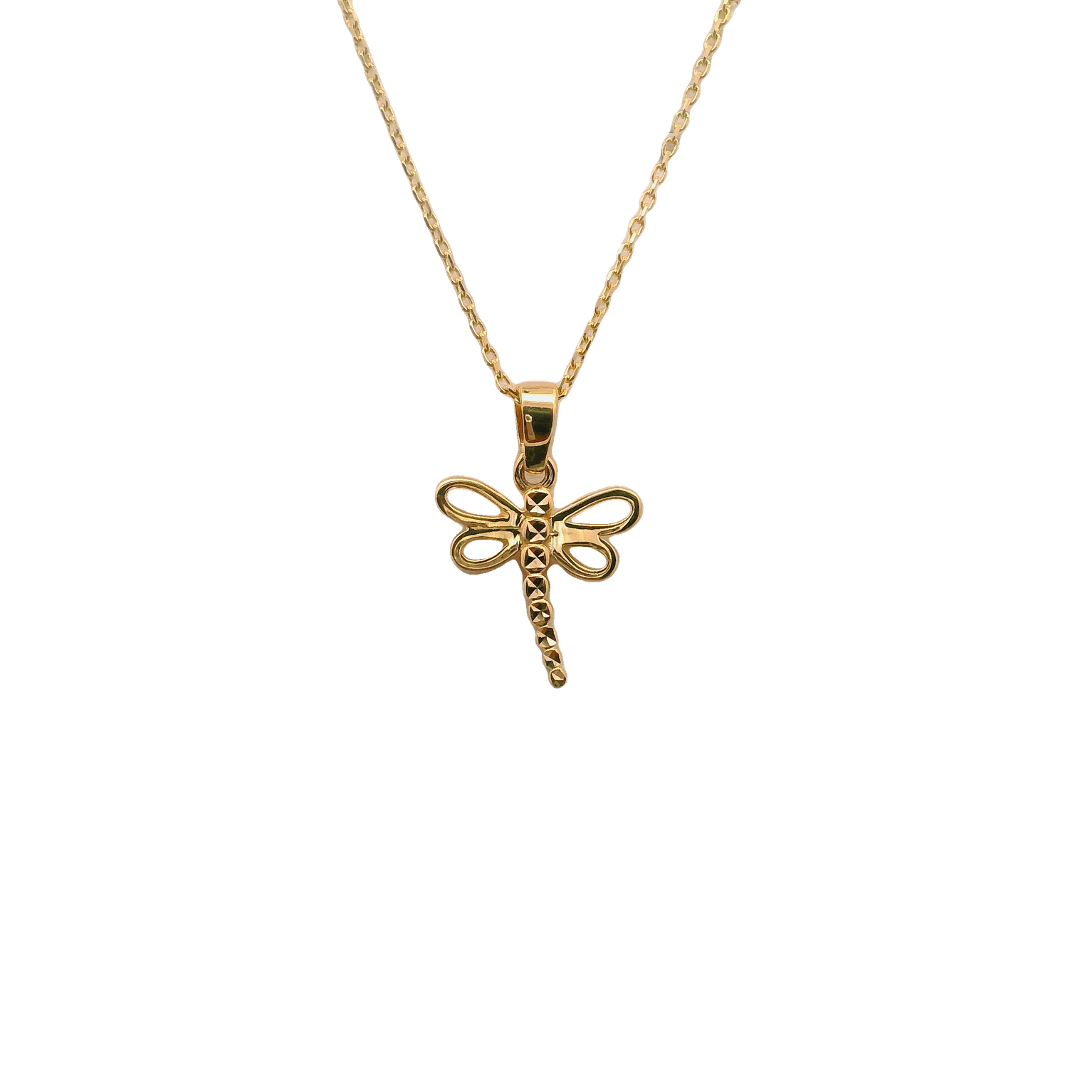 Elegant Dragonfly 14k Gold Pendant Necklace