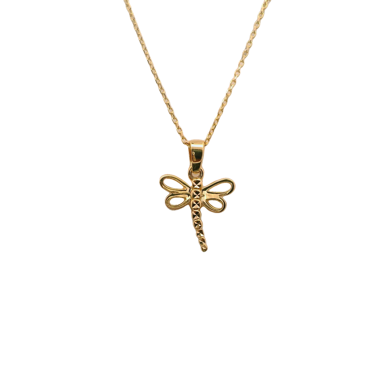 Elegant Dragonfly 14k Gold Pendant Necklace