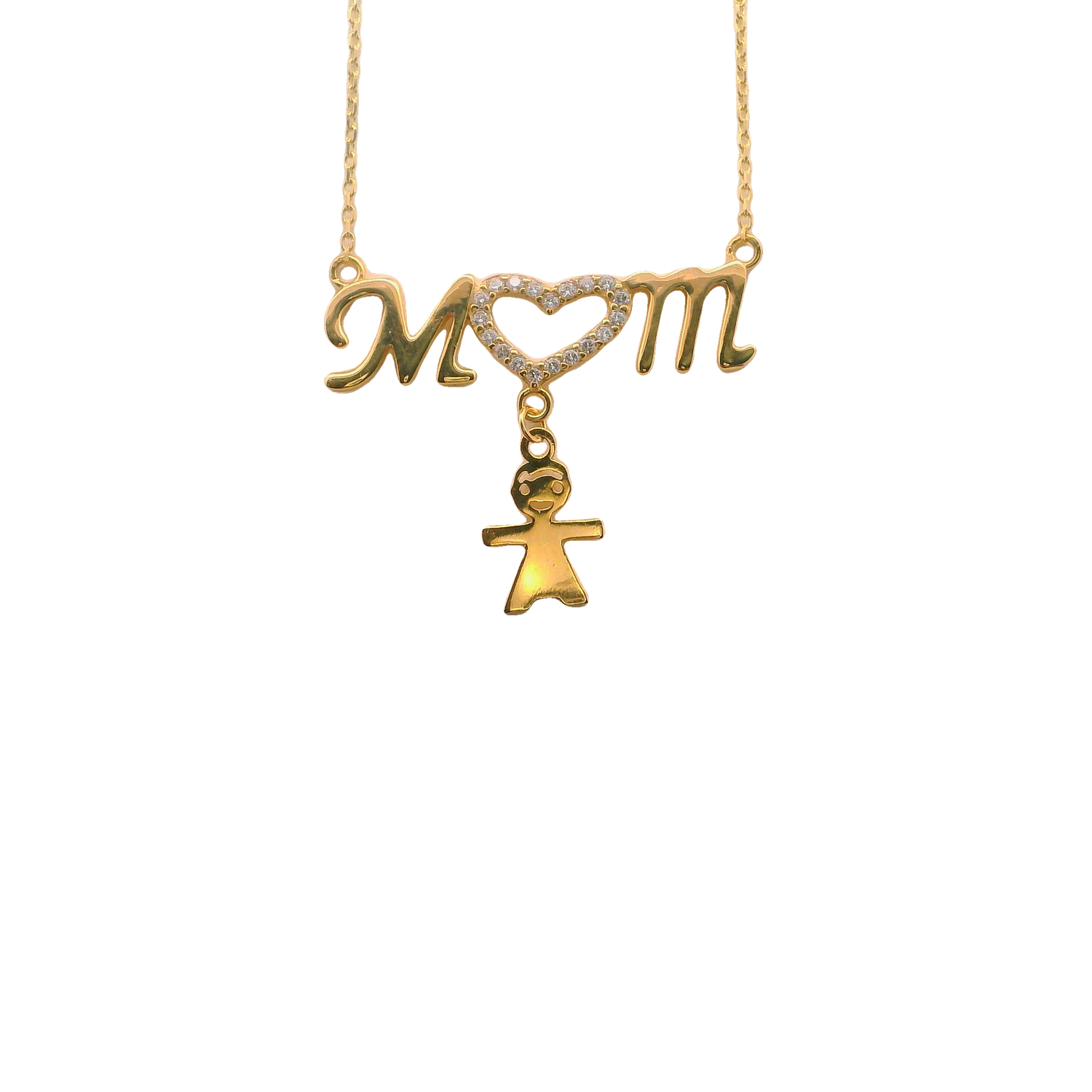 Elegant 14k Gold 'Mom' Pendant Necklace