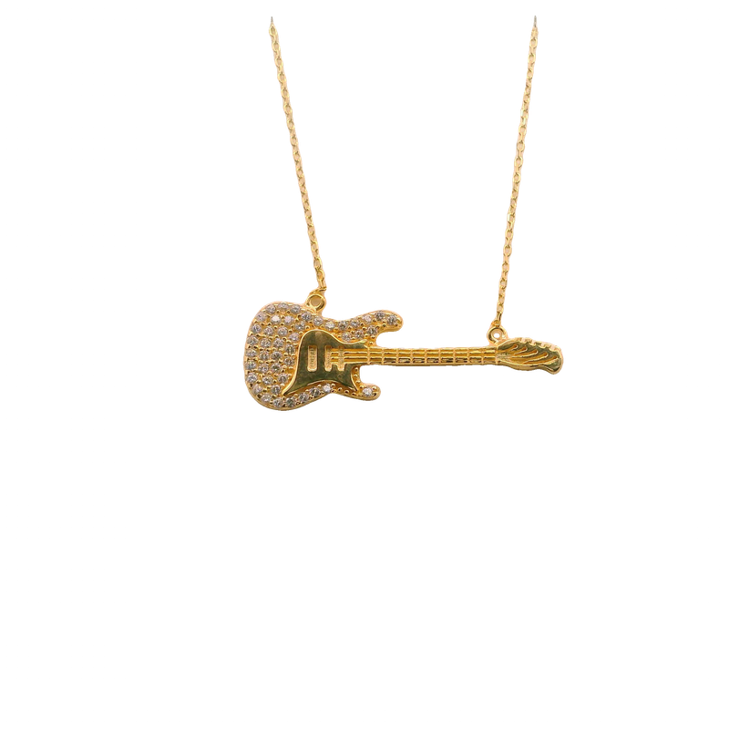 Guitar 14k Gold Pendant Necklace