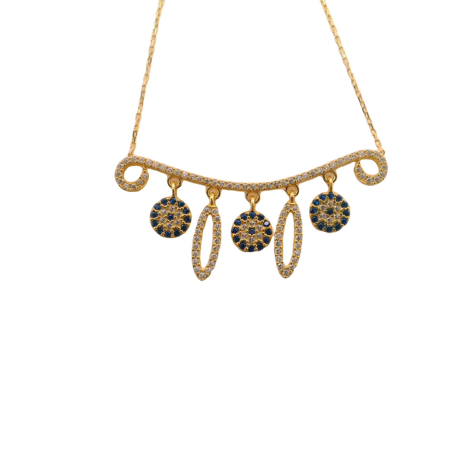 Elegant 14k Gold Necklace with Blue Accents