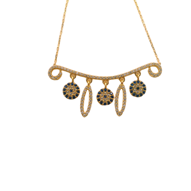 Elegant 14k Gold Necklace with Blue Accents