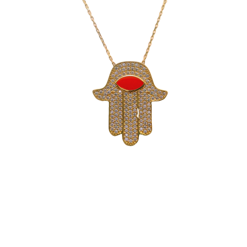 Elegant Hamsa Hand 14k gold Pendant Necklace