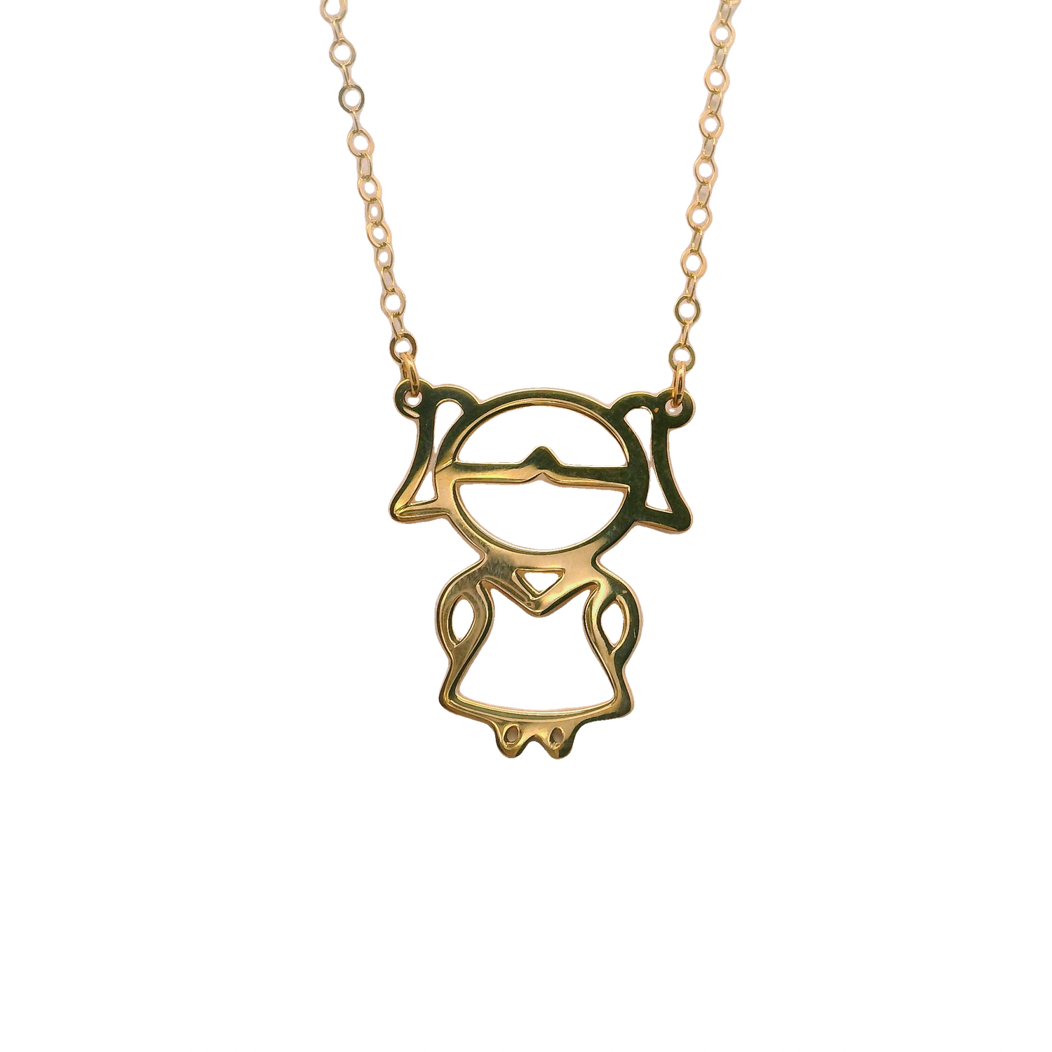 Charming Girl Pendant Necklace 14k Gold