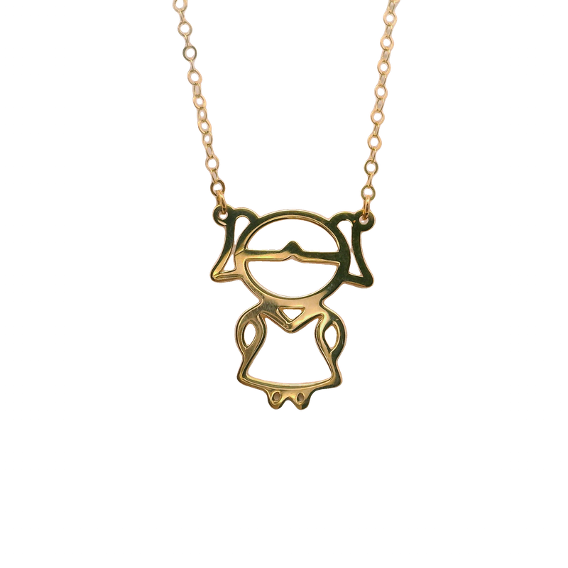 Charming Girl Pendant Necklace 14k Gold