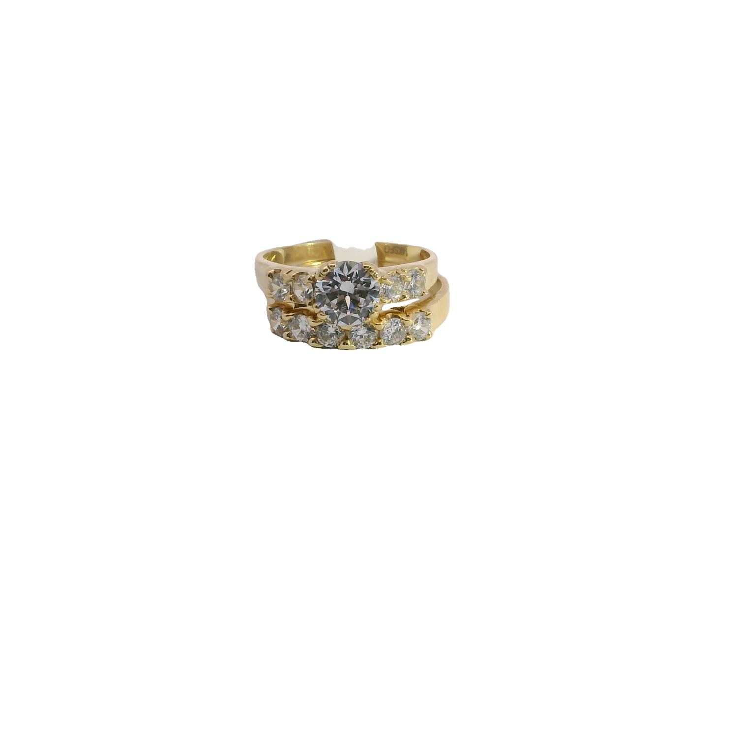 Elegant 14k Gold and Stoned Ring Set