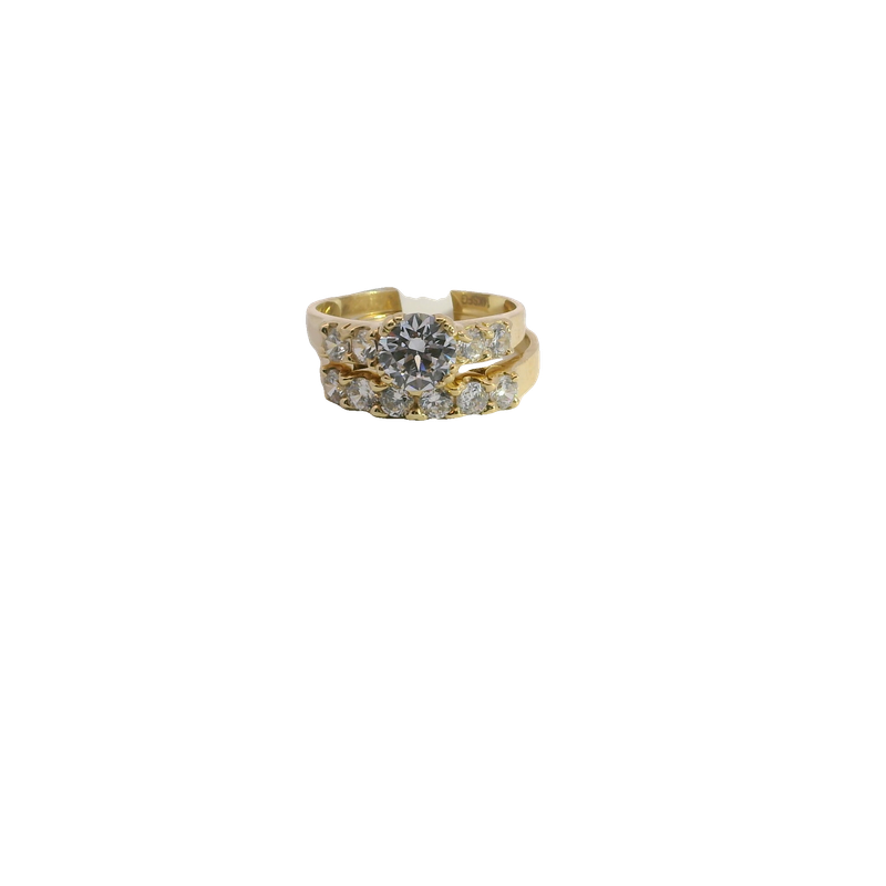Elegant 14k Gold and Stoned Ring Set