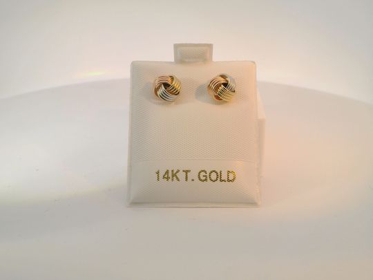 14k Gold Tri-Color Knot Stud Earrings
