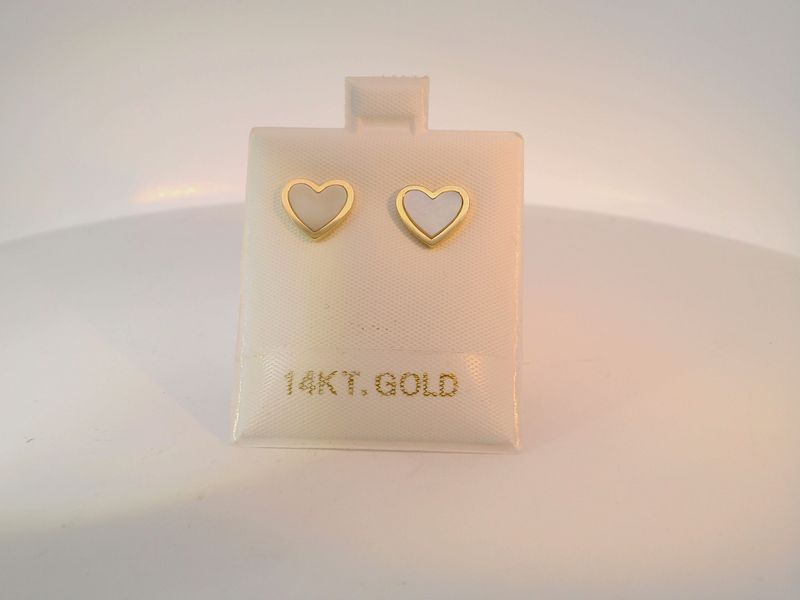 Gold Heart-Shaped Pearl Stud Earrings