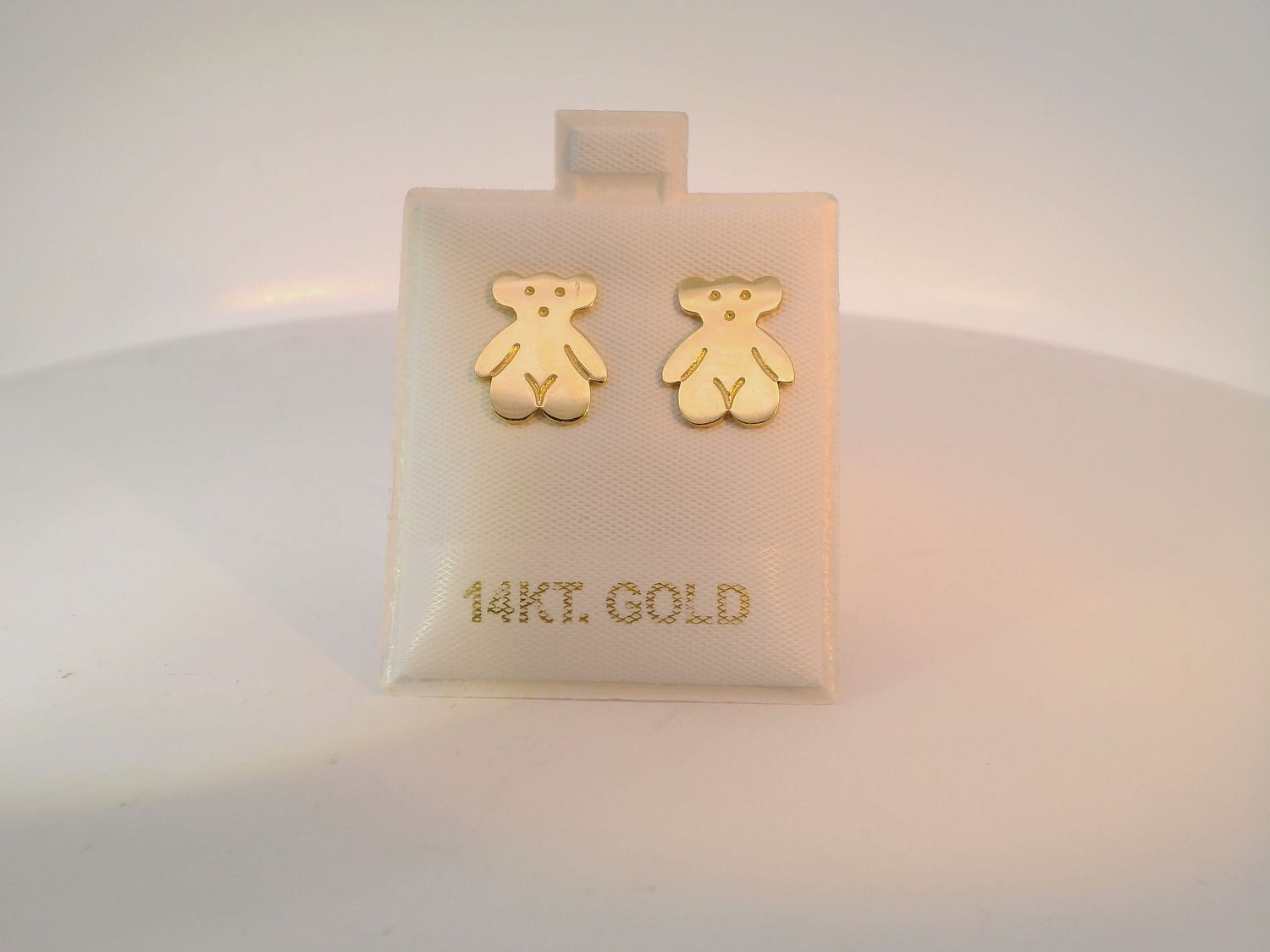 14KT Gold Teddy Bear Stud Earrings
