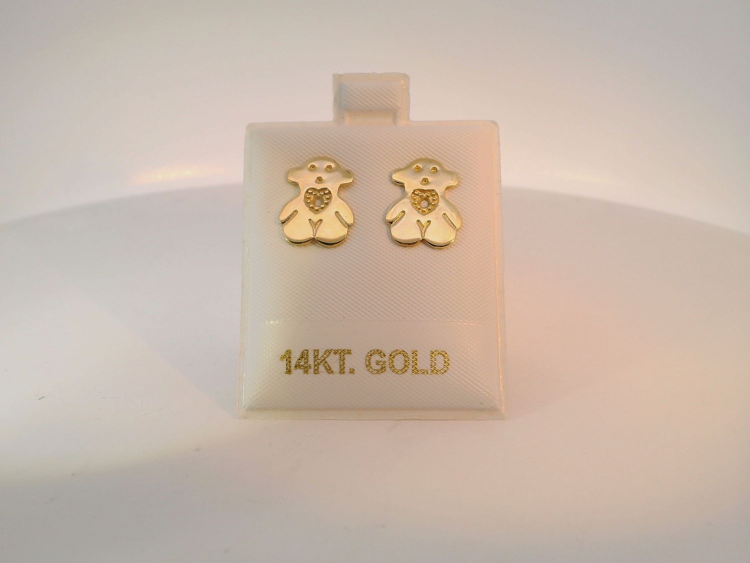 14KT Yellow Gold Teddy Bear Stud Earrings