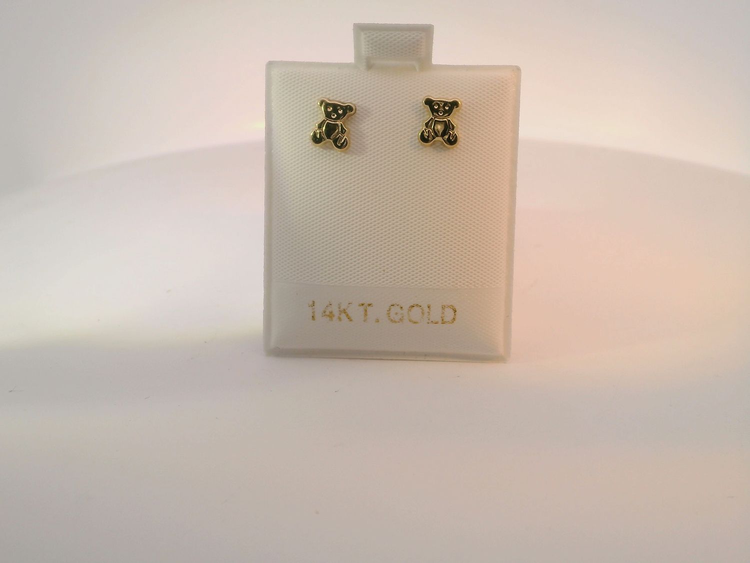 14K Gold Teddy Bear Stud Earrings