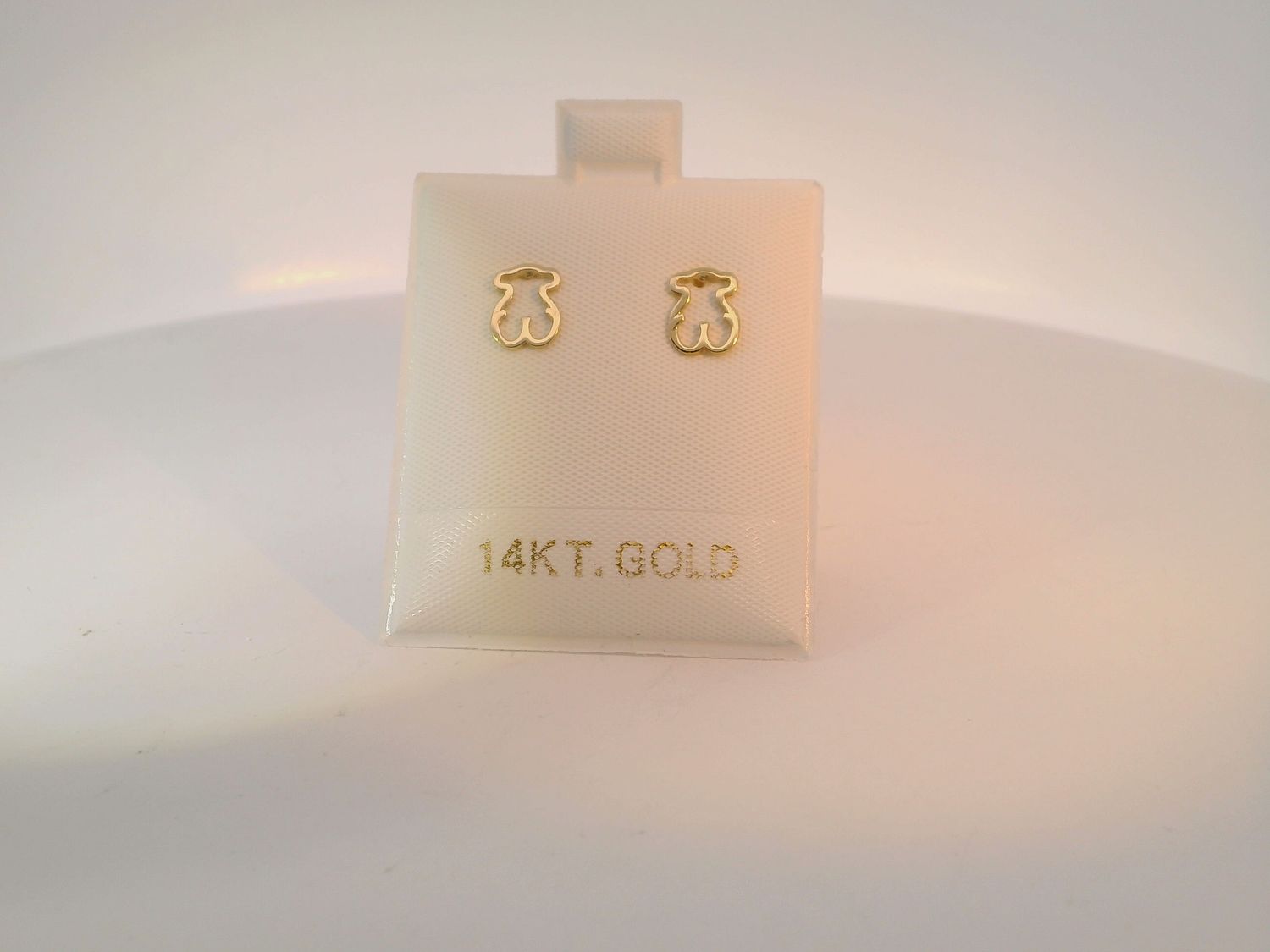14KT Gold Bear Design Stud Earrings