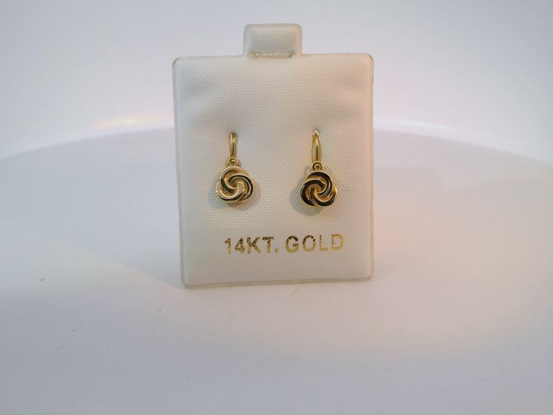 14K Yellow Gold Swirl Dangle Earrings