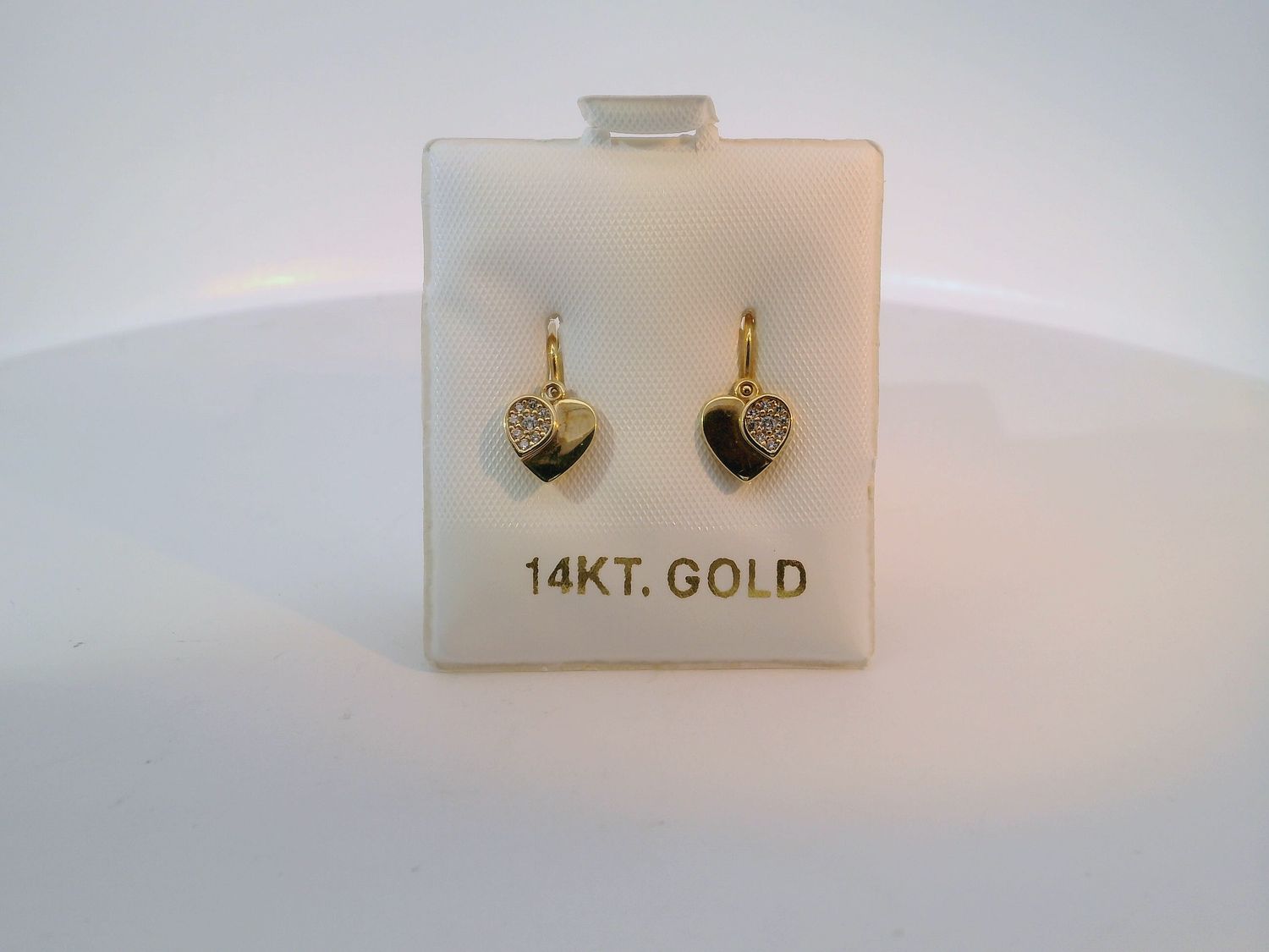 14K Yellow Gold Heart Stud Earrings