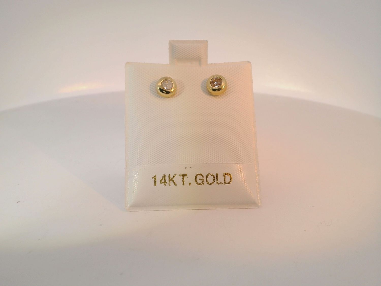 14KT Gold Stud Earrings with Quartz Cabochons