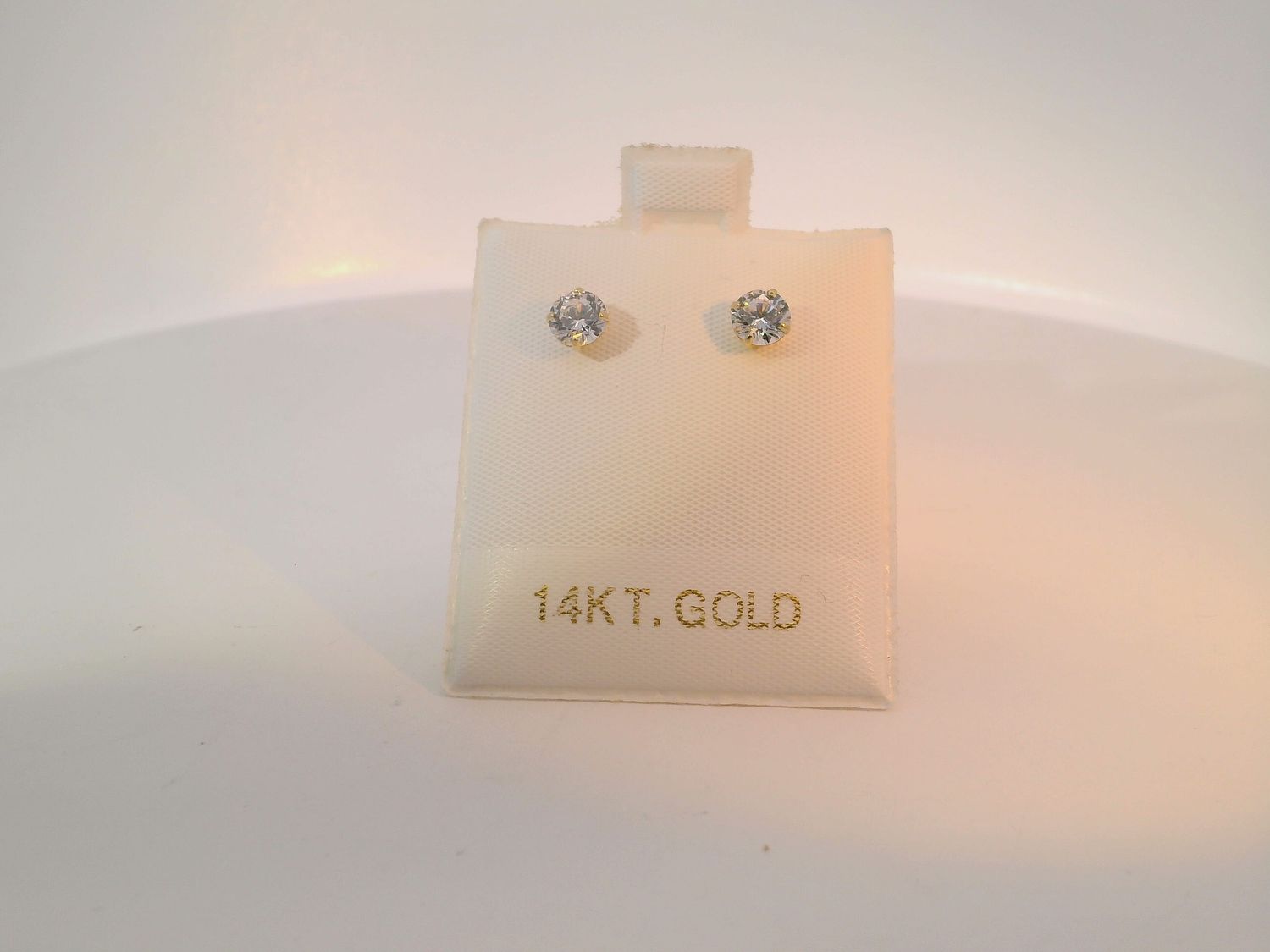 14K Gold Stud Earrings with Round Stone