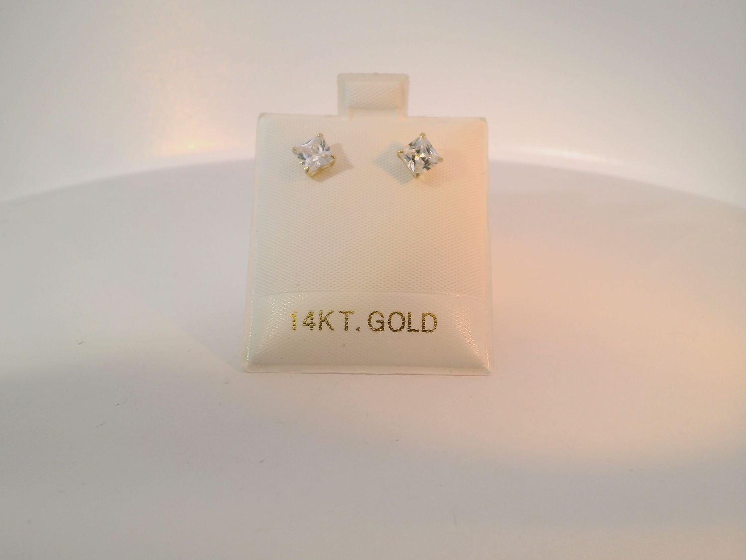 Princess-Cut stone Gold Stud Earrings